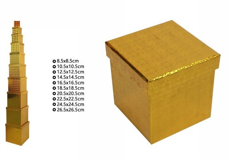 Set 10 Pezzi Scatole Box Per Regali Varie Misure Dorate Cubiche dfh