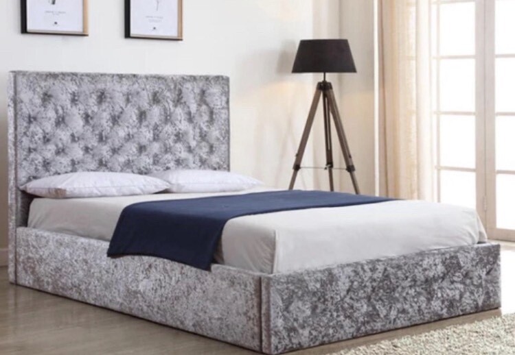 Grey crush velvet bed in Whitechapel, London Gumtree