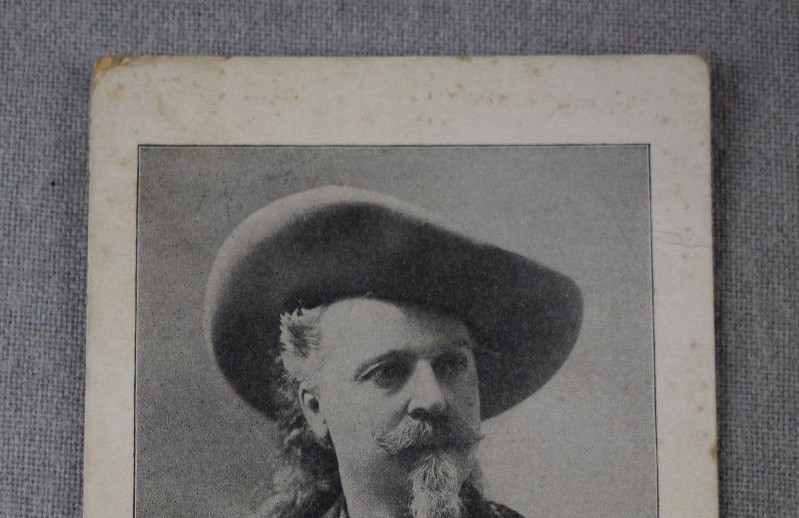 ca1910 BUFFALO BILL WILD WEST COURIER STACY PHOTO SOUVENIR SHOW CARD COPY AUTO