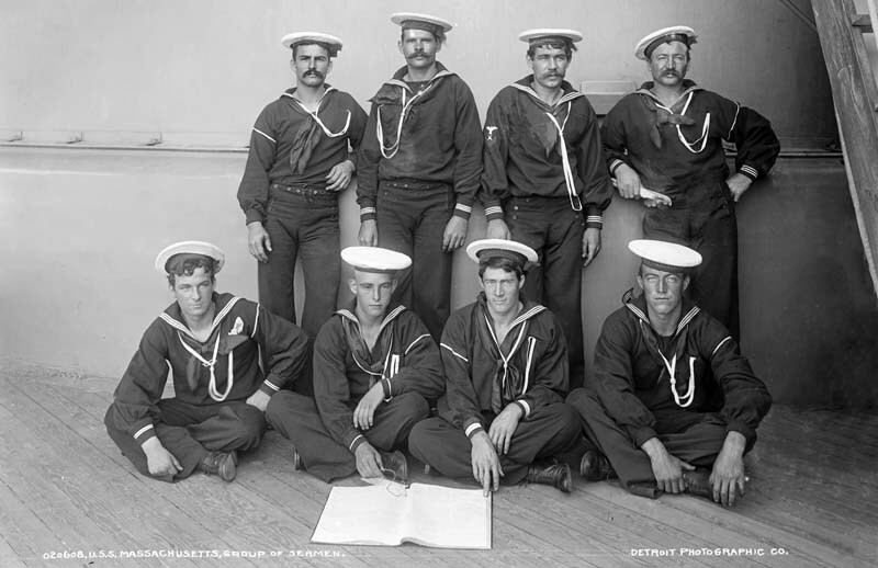 1896-1901 Sailors, USS Massachusetts Old Photo 11" x 17" Reprint