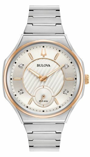 Женские кварцевые часы Bulova с бриллиантовым акцентом и сапфировым стеклом 40,5 мм 98P182