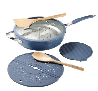 Tramontina 5-quart All-In-One Plus Ceramic Non-Stick Pan, 7-piece Set In Blue