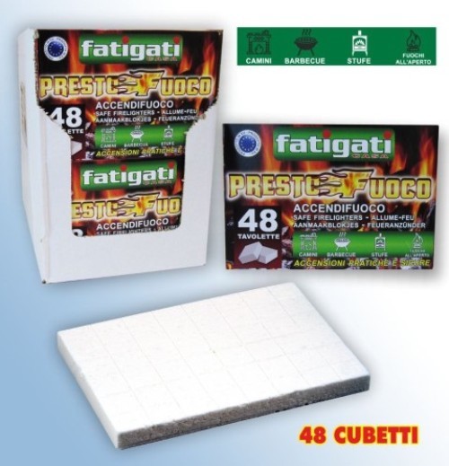 Accendifuoco 48 Pz Tavolette Accendi Fuoco Brace Barbecue Camino Stufe dfh