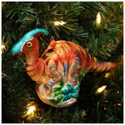 Parasaurolophus Dinosaur glass Ornament