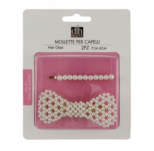 Confezione 2 Mollette Per Capelli Hair Clips Con Perline Donna Ragazza 65672 dfh