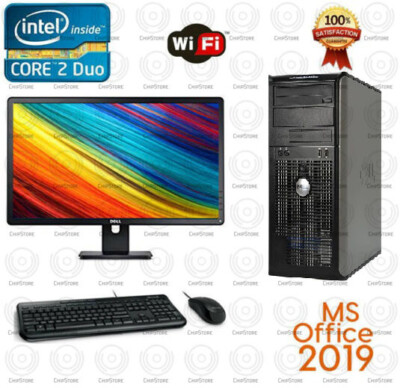 Fast Dell Desktop Computer PC Core2 Duo 1TB 8GB 23'' WiFi Win10 MS OFFICE 2021