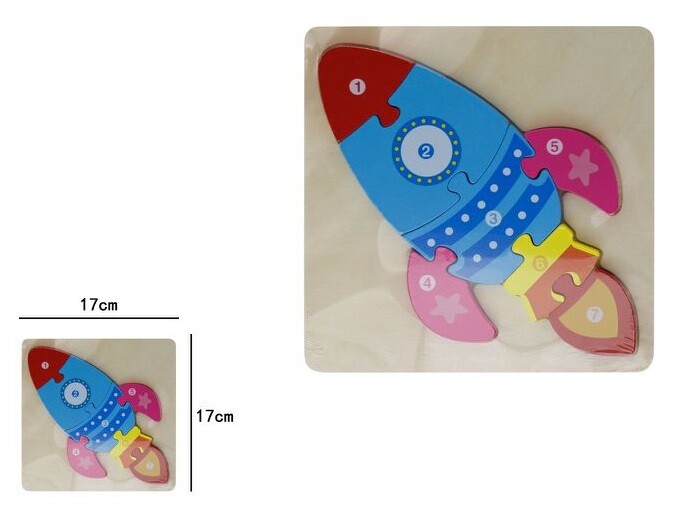 3D Puzzle Legno Forma Di Razzo Colorato Gioco Bimbi Bambini dfh