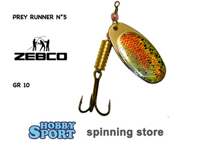 CUCCHIAINO PREY RUNNER N 5 GR ZEBCO COLOR GOLD GR 10 PESCA LUCCIO