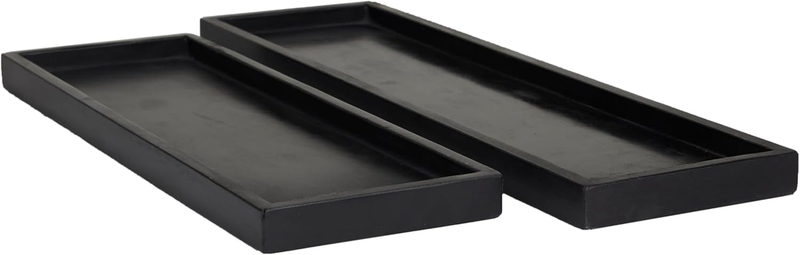Elegant Black Marble Tray Set of 2 with Raised Border - 22" & 18" Sizes