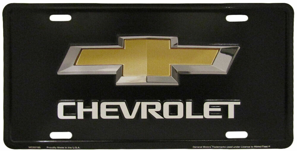 " Chevrolet " Bowtie Metal License Plate Tag NEW Embossed Garage