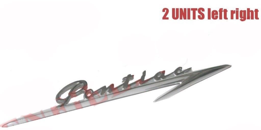 New Pair Left Right Chrome Plated Pontiac Scripted Badges For Morris 