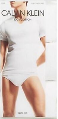 3 CALVIN KLEIN SLIM FIT BLACK WHITE V NECK S M L XL COTTON T-SHIRTS UNDERSHIRTS