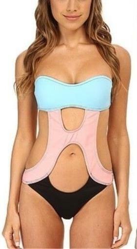 Beach Riot The Pam Pam Color Block One-Piece Multi Color Bikini 129407 Size S