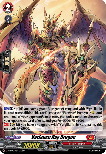 Bushiroad Cardfight Vanguard Variance Ray Dragon D-PR/726EN