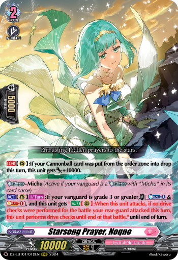 Bushiroad Cardfight Vanguard Starsong PriÃ¨Re, Noqno Dz-Lbt01/012en Rrr