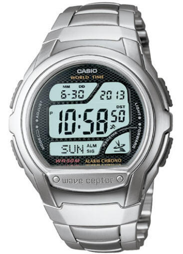 Мужские кварцевые часы Casio Wave Ceptor с мировым временем серебристого цвета 42 мм WV58DA-1AV