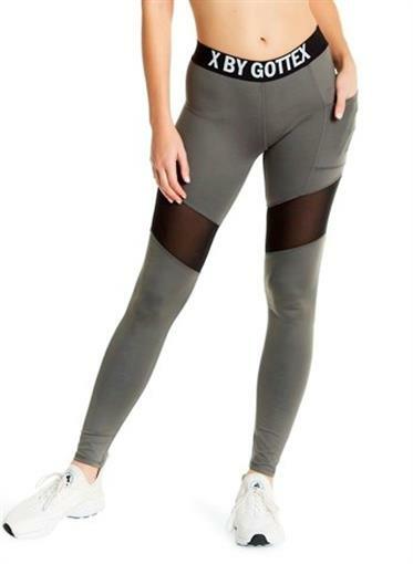 X by Gottex 163056 Women's Graphic Text Detailed Leggings Gray Sz. XS