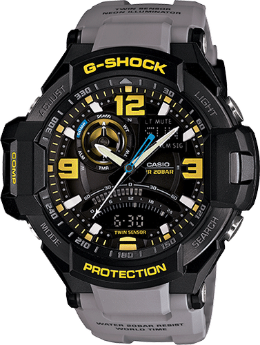 Pre-owned Casio G-shock Ga-1000-8a Twin Sensor Compass Aviator Watch Ga1000-8a Gray