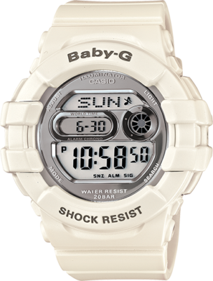Casio Women's Baby-G Digital Round Shiny Dial White Resin