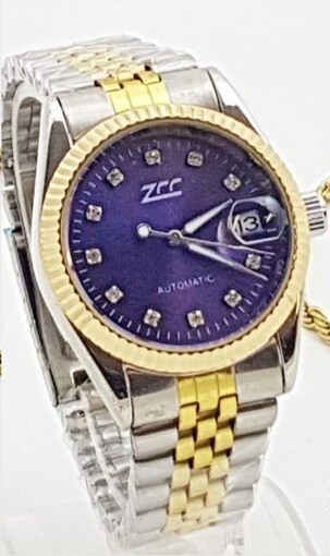 Orologio Polso ZCC 004 Uomo Automatico Data Elegante Casual Bicolore Blu lac