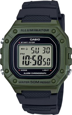 Casio W218H-3AV, часы с хронографом, черный полимерный ремешок, будильник, подсветка