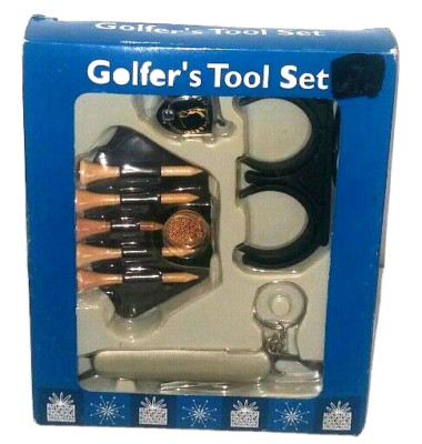 Golfer's Tool Set, Ball Holder, Score Counter, Tees, Multi-Function Tool.