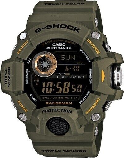 Pre-owned Casio G-shock Gw9400-3 Atomic Watch Rangeman Military Triple Sensor Tactical