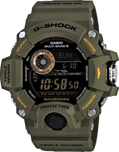Pre-owned Casio G-shock Gw9400-3 Rangeman Military Triple Sensor Atomic Watch