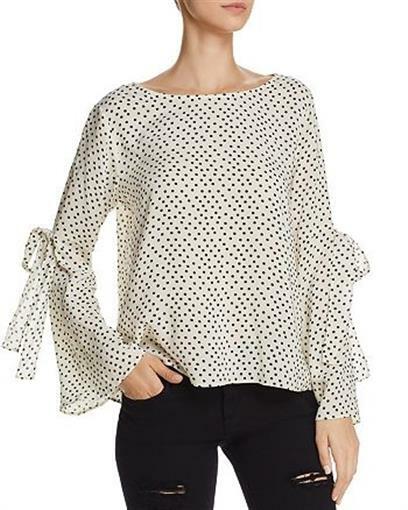Velvet By Graham & Spencer 146014 Women's Dalie Tie-Sleeve Polka Dot Top Sz S