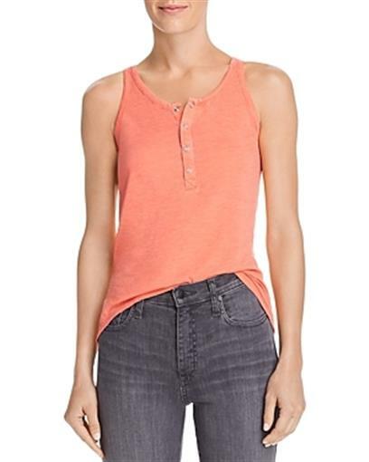 Chaser 253003 Womens Pink Heathered Henley Shirt Tank Cami Top Size M