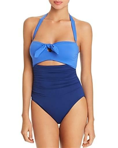 Lauren Ralph Lauren Women's 182498 Solids Tie Front One Piece Swimsuit Size 4