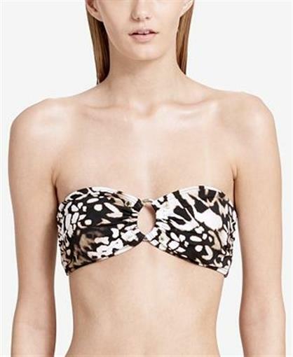 CALVIN KLEIN Printed Studded Bandeau Bikini Top Sz. L