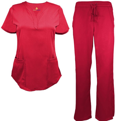 Women Ultrasoft Stretch Drop Neck 4 Pocket Scrub Set Medical Nursing Scrub Set