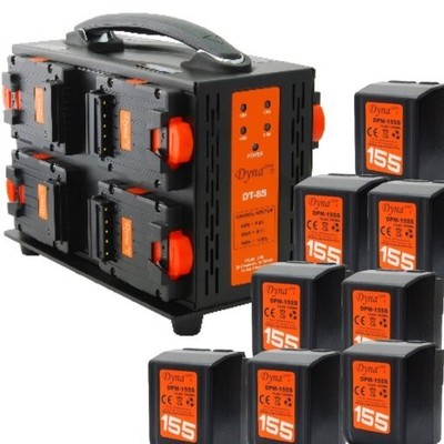 Dynacore V-Mount 8-Channel Charger With Eight 155WH Tiny Series Batteries