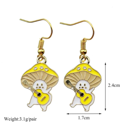 Kawaii Sanros Mushroom D Cartoon Anime Earrings Cute Creative Alloy Earrings