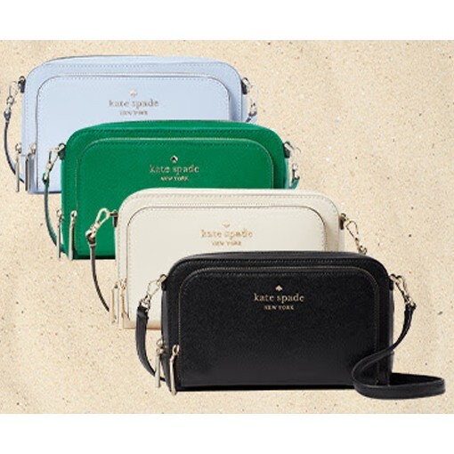 Kate Spade Dual Zip Around Crossbody Black Saffiano Leather WLR00410 NWT $259