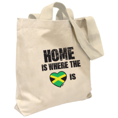 Jamaican Sturdy Canvass Tote Bag - Home is where the heart is 