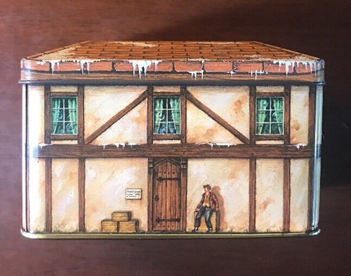 Vintage Ye Olde Village Shop Tin Container Made In England Designed By Daher