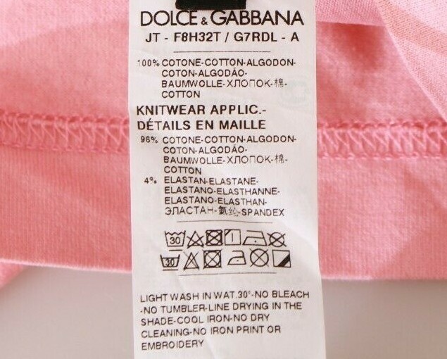 Pre-owned Dolce & Gabbana T-shirt Top Cotton Pink Year Of The Pig It38 / Us4 / Xs Rrp $400
