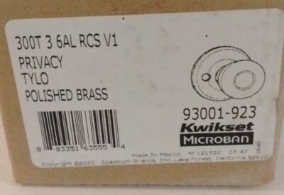 Kwikset Tylo Bed & Bath Door Knob 300T 3 6AL RCS V1 NEW 93001-923