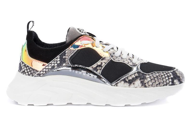 Pre-owned John Richmond Roccia Python Print Sneakers 3049d Shiny Snake Chunky 6 4.5 Mp$550 In Black