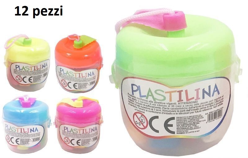 Set 12 Pezzi Plastilina Mela Colori Con Accessori Formine Morbida Bambini hmj