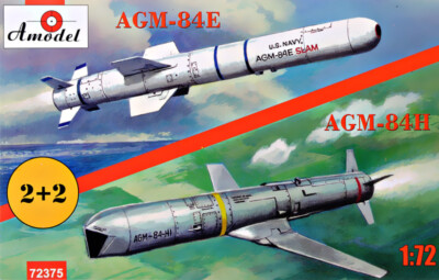 AGM-84E and AGM-84H on trolleys Scale 1/72 - Plastic model kit AMODEL 72375 