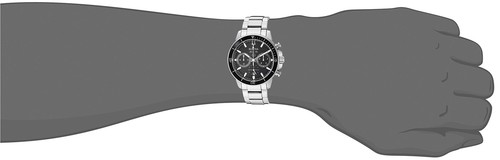 Pre-owned Bulova Marine Star Stainless Steel Black Dial 6-hand Chrono Men's Watch (96b272) In Stainless/black Dial