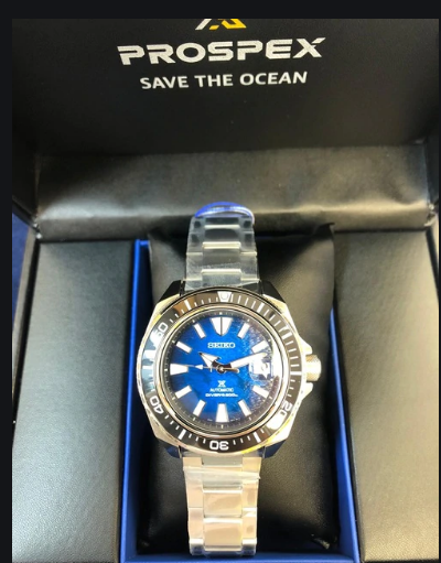 Pre-owned Seiko Prospex King Samurai - Save The Ocean Manta Ray Edition Srpe33k1
