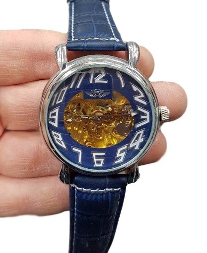 Orologio Polso Yk G8245 Unisex Analogico Automatico Elegante Moda Blu lac