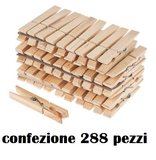 Set 288 Pezzi Mollette Pinze Bucato Panni Legno ExtraForte moc