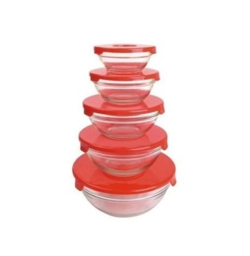 Set Di 5 Contenitori Frigo Vetro Per Alimenti Con Coperchio In Silicone moc