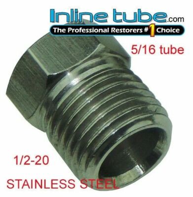 1/2-20 Inverted Flare Stainless Steel Tube Nut Fitting 5/16 Trans Line Ea Stn15
