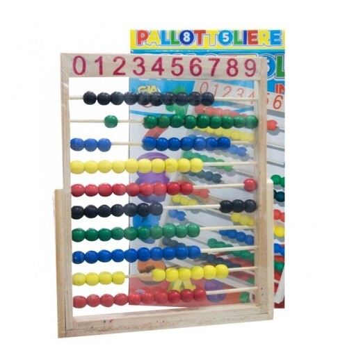Pallottoliere Abaco Classico Con Telaio In Legno Con Perline e Numeri sar